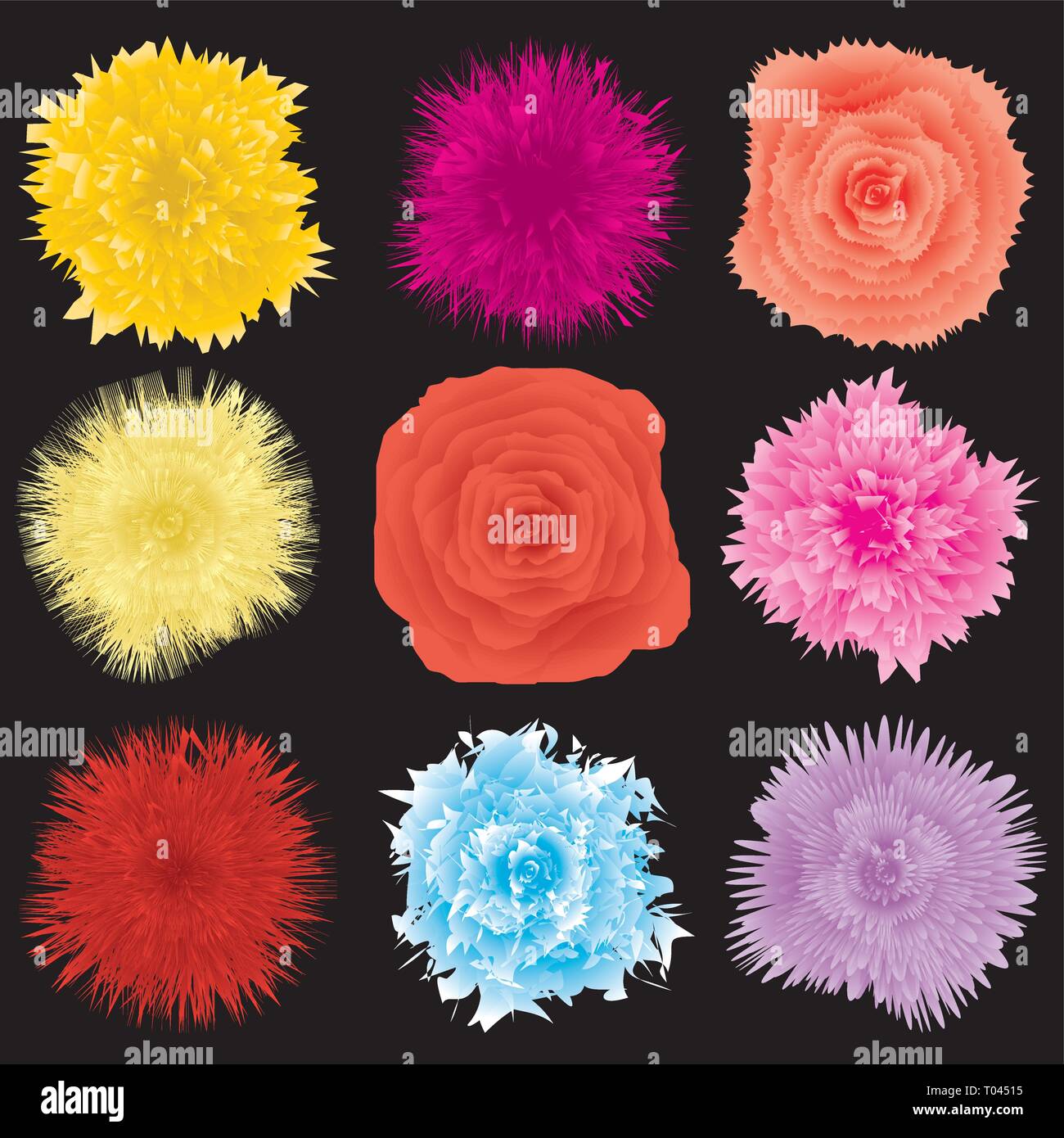 Conjunto de elementos de diseño floral, parte 1, ilustración vectorial Ilustración del Vector
