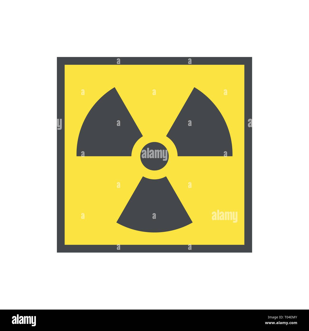 Triángulo amarillo de advertencia radiactivos. Símbolo de advertencia de radiactividad de vectores. Ilustración del Vector