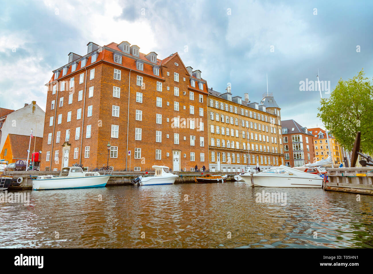 Vista de Copenhague, desde un barco de recreo Foto de stock