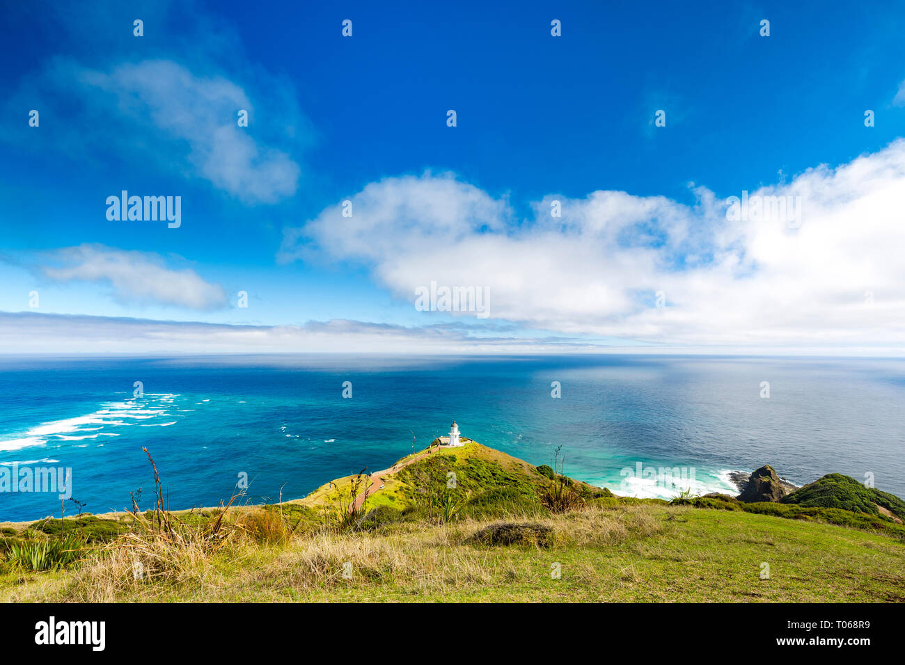 Faro de Cape Reinga, Nueva Zelanda Foto de stock