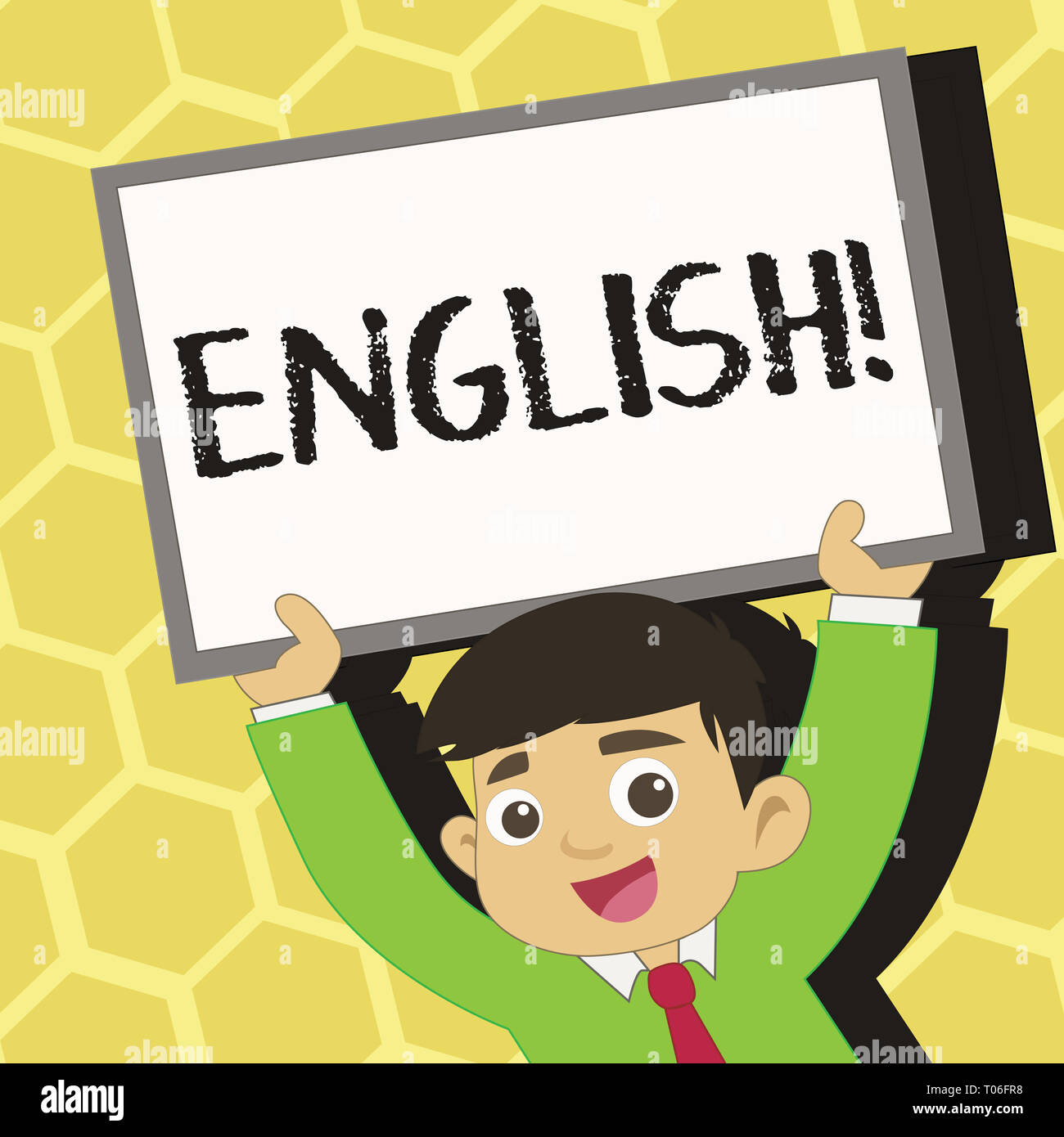 Texto cartel en inglés. Foto y texto de negocios relativos a Inglaterra