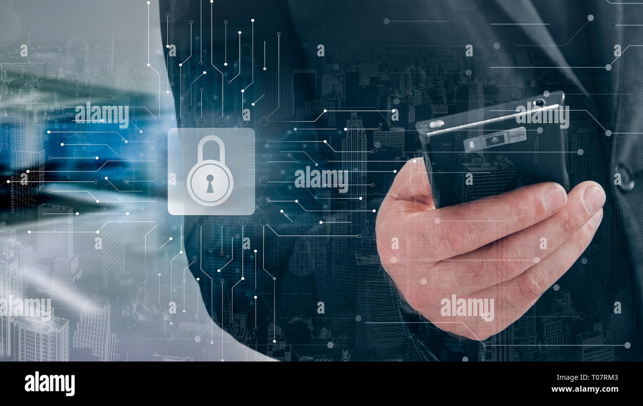 Protección de datos la seguridad cibernética de Tecnología Empresarial concepto de privacidad. Foto de stock