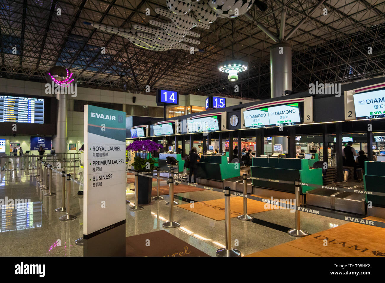 Taipei, Taiwán Febrero de 2019 Eva Air checkin en el Aeropuerto