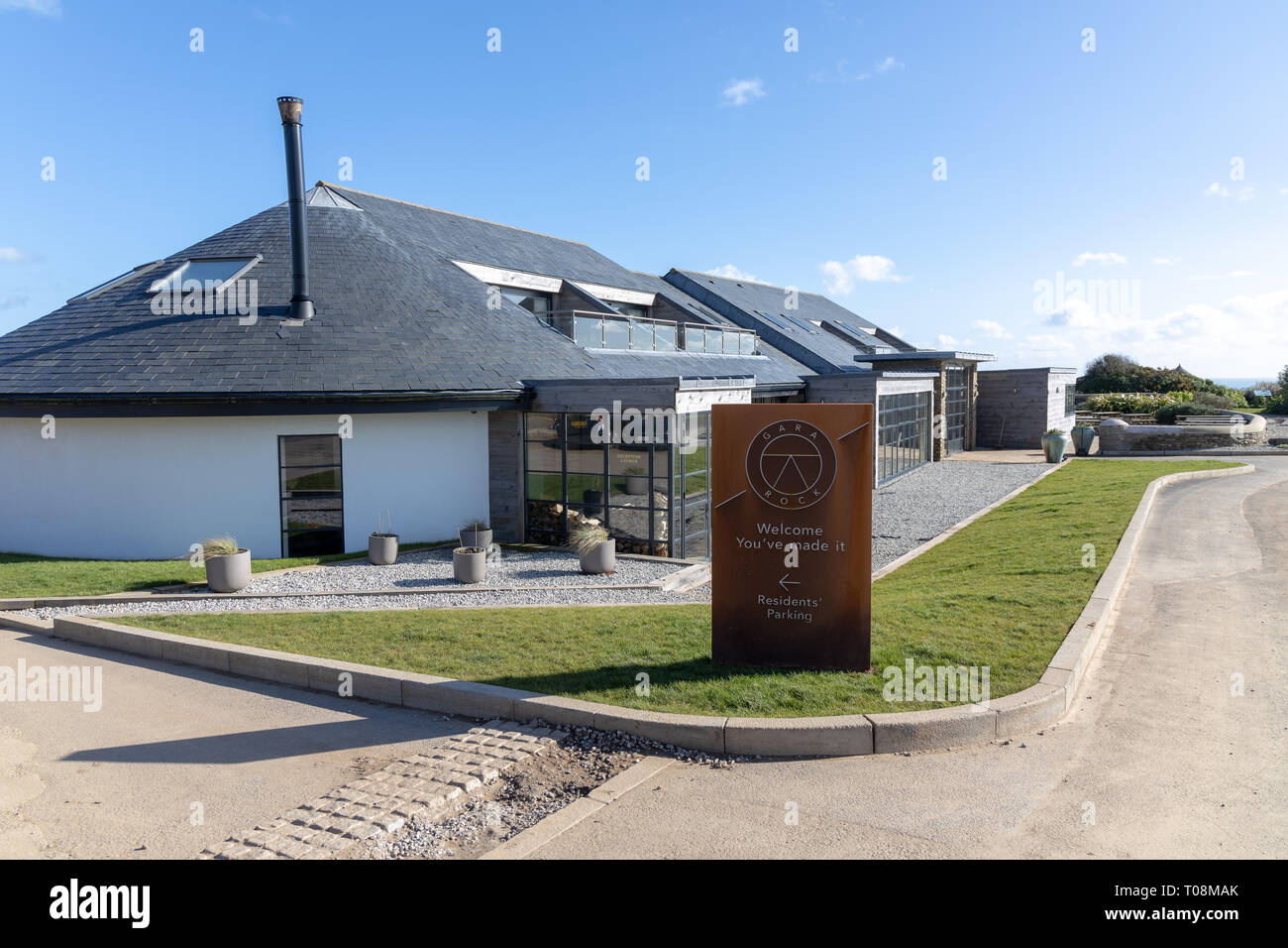 Gara Rock Hotel, East Portlemouth, Devon, Reino Unido Foto de stock