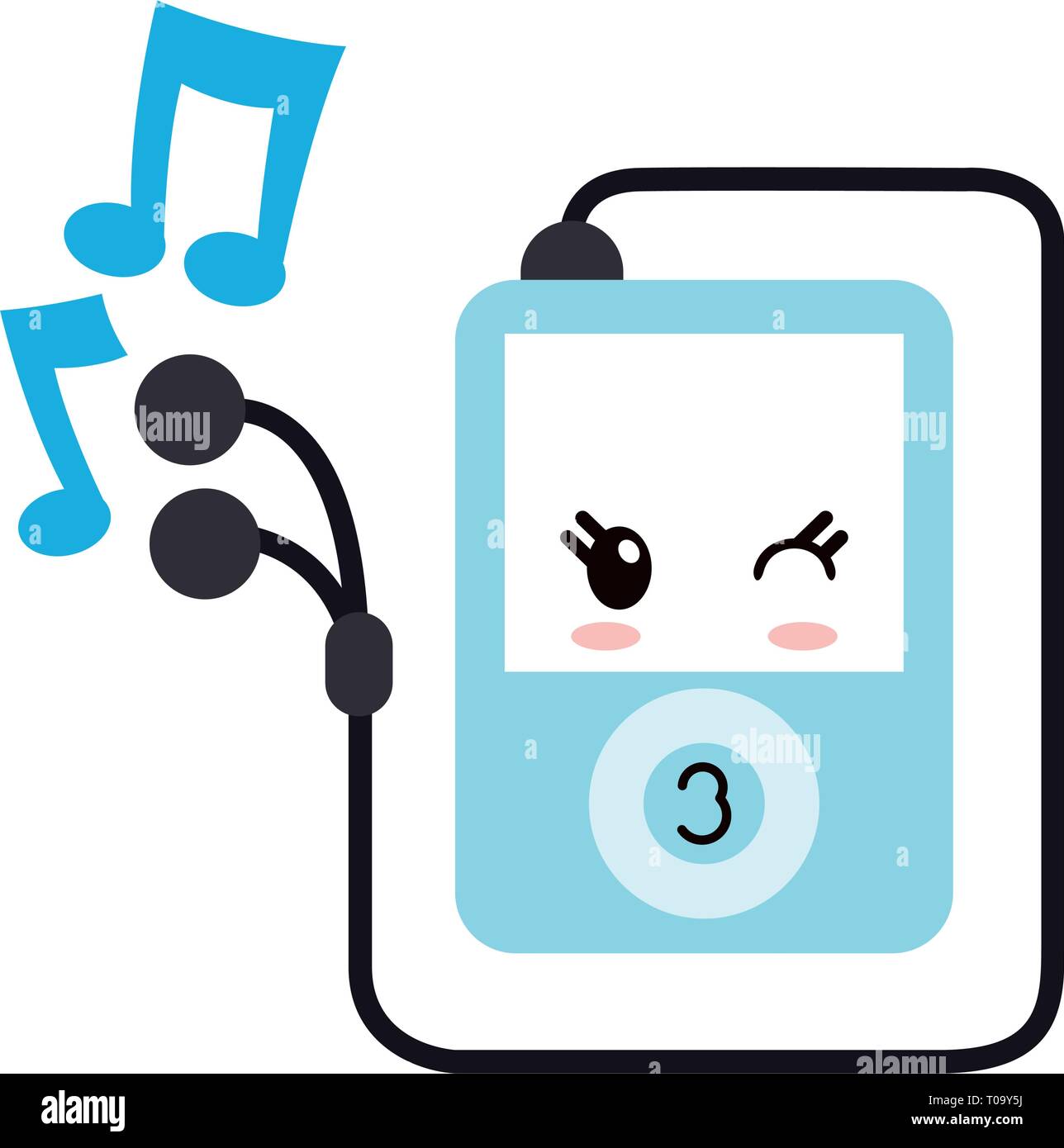 Reproductor de música con auriculares kawaii dibujos animados Imagen Vector  de stock - Alamy