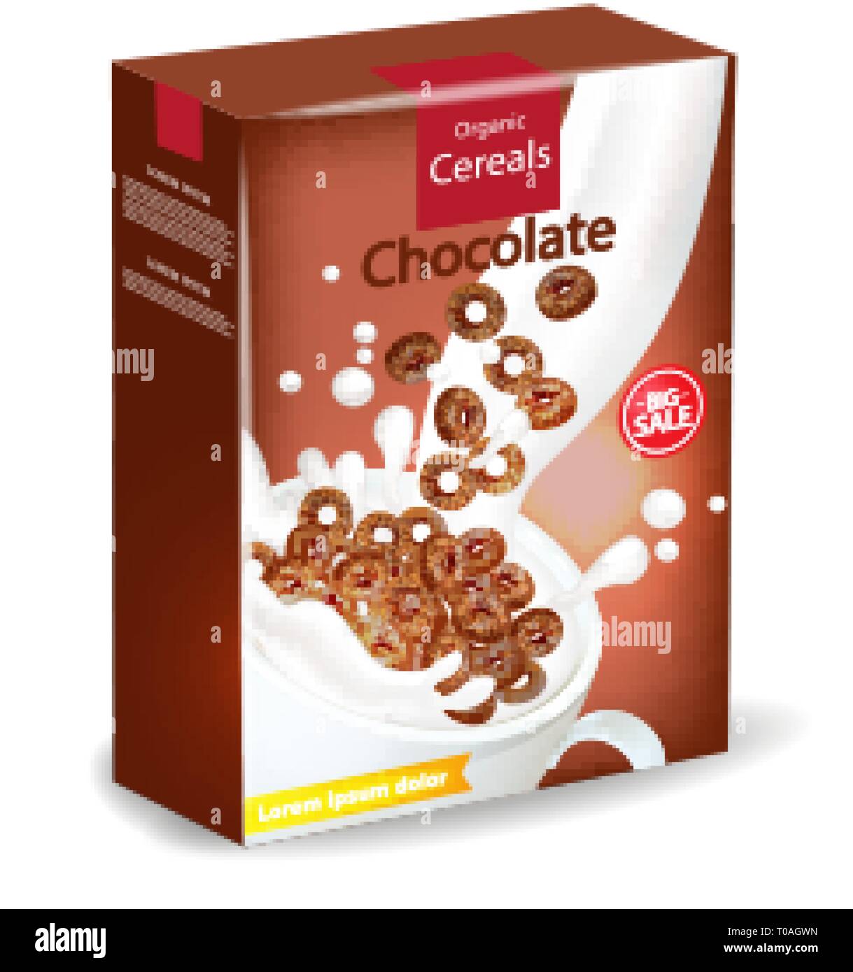 Paquete de cereales chocolate orgánico Vector maquetas realistas. La  colocación de productos de diseño de la etiqueta. Ilustración detallada en  3D Imagen Vector de stock - Alamy