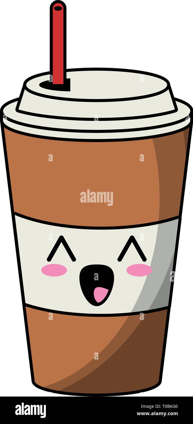 Hielo taza de café kawaii dibujos animados Imagen Vector de stock - Alamy