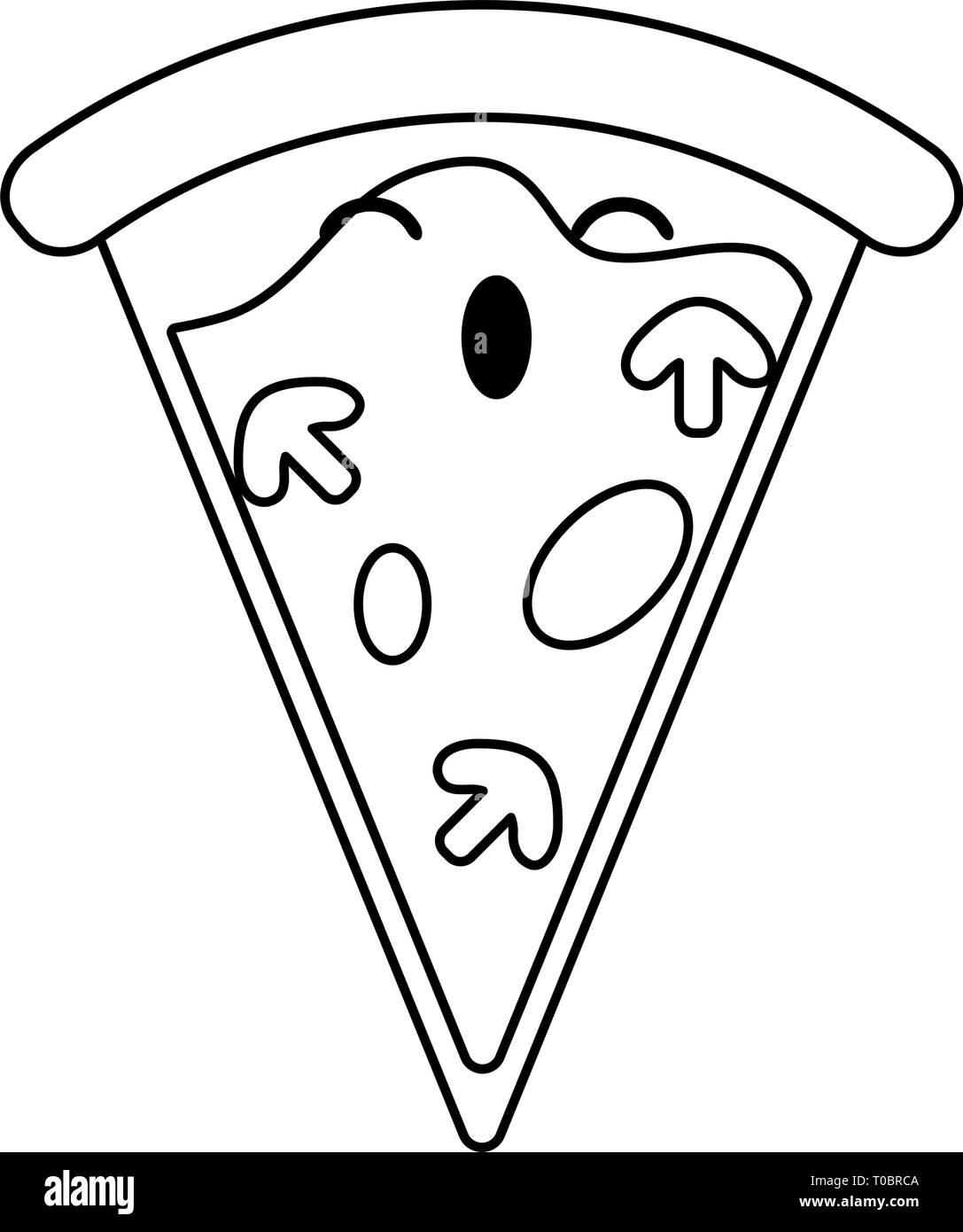 Pizza comida rápida kawaii dibujos animados en blanco y negro Imagen Vector de stock - Alamy Pizza comida rápida kawaii dibujos animados en blanco y negro Imagen Vector de stock - Alamy