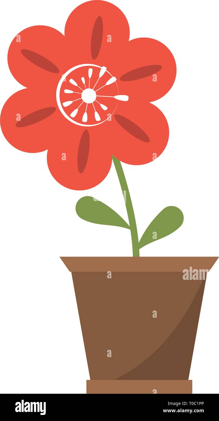 Flor en la maceta de jardinería de dibujos animados Imagen Vector de stock  - Alamy