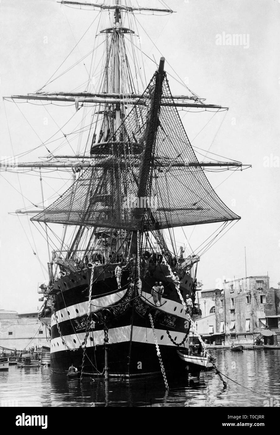 Barco de entrenamiento Cristoforo Colombo, Castellammare di Stabia, 1928 Foto de stock