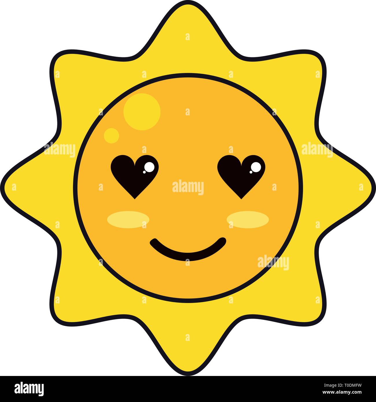 Sol en amor kawaii dibujos animados Imagen Vector de stock - Alamy