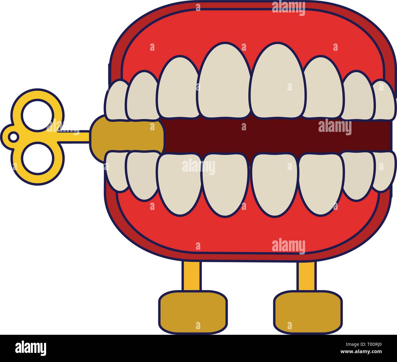 Chiste dientes caja de dibujos animados aisladas líneas azules Imagen  Vector de stock - Alamy