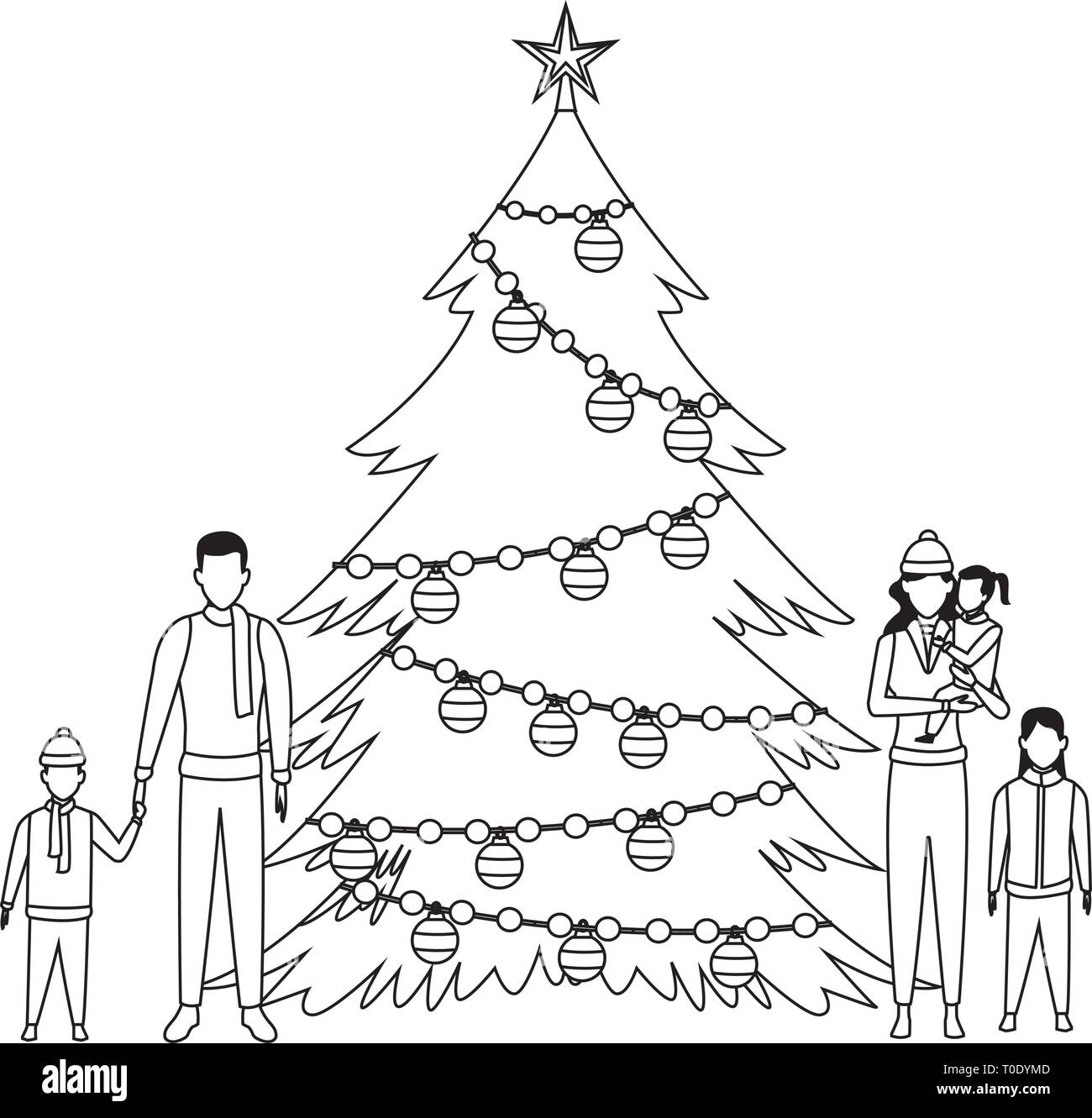 familia con árbol de navidad blanco y negro Imagen Vector de stock - Alamy familia con árbol de navidad blanco y negro Imagen Vector de stock - Alamy
