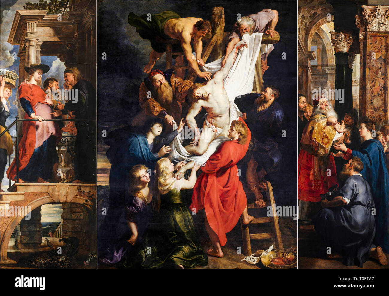 Peter Paul Rubens, El Descendimiento de la cruz, tríptico, c. 1612 Foto de stock