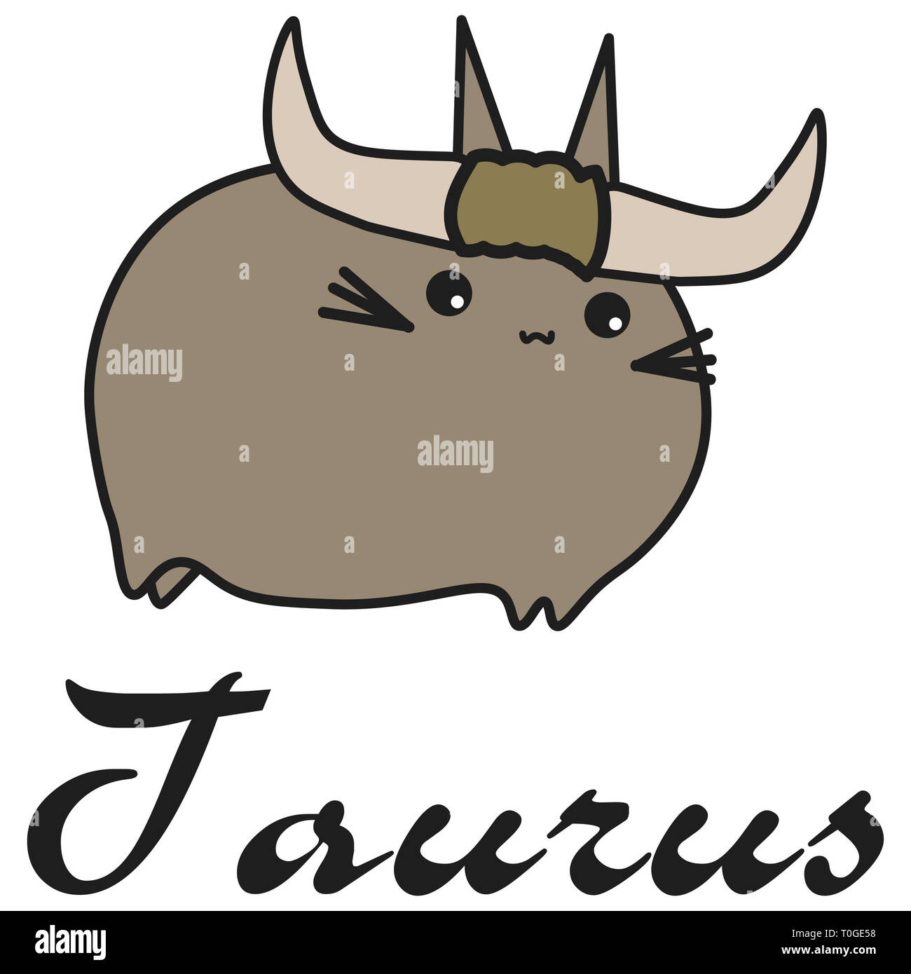 Bunny signo zodiacal Tauro en el estilo de dibujos animados. ilustración  sobre fondo blanco. Firmado con Signo Zodiaco Fotografía de stock - Alamy