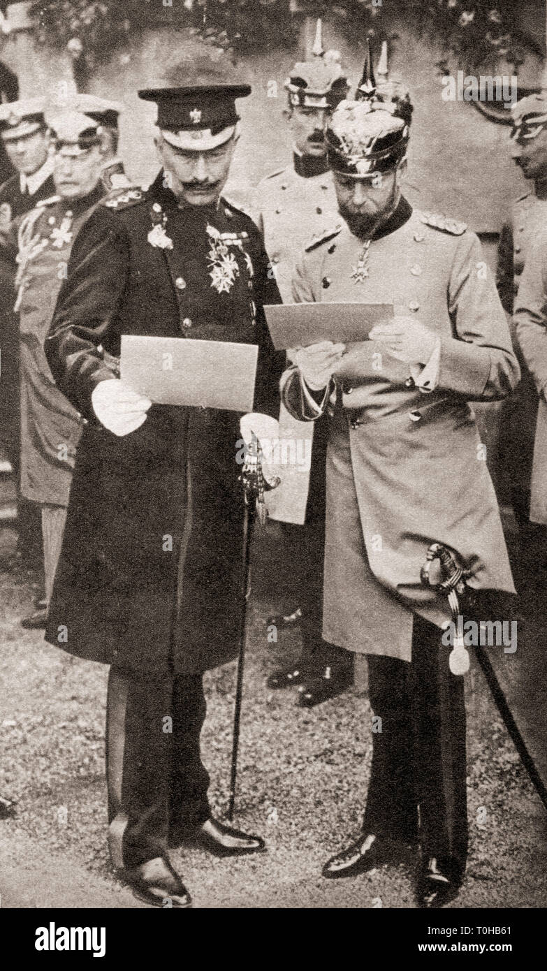 King George V y el Kaiser Wilhelm II discutiendo las órdenes de operación, India, Asia Foto de stock