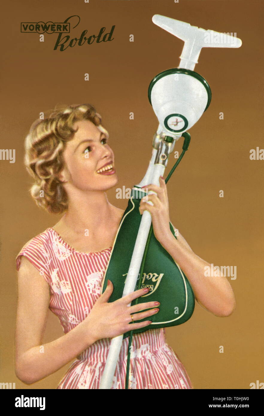Hogar, electrodomésticos, ama de casa con una aspiradora, la publicidad de  la 'Vorwerk kobold', Alemania, 1956-Clearance-Info  Additional-Rights-Not-Available Fotografía de stock - Alamy