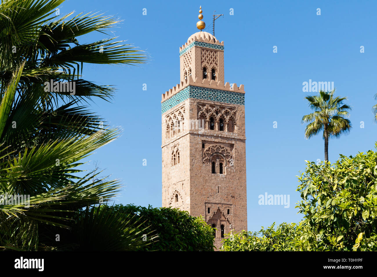 Minarete de la Mezquita Kasbah en Marrakech. Marrakech, Marruecos Marrakesh-Safi Foto de stock