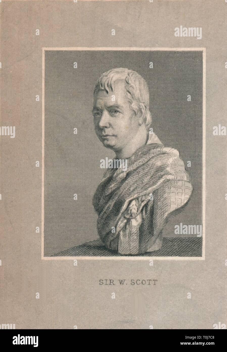 Sir Walter Scott, del siglo XIX. Creador: Desconocido. Foto de stock