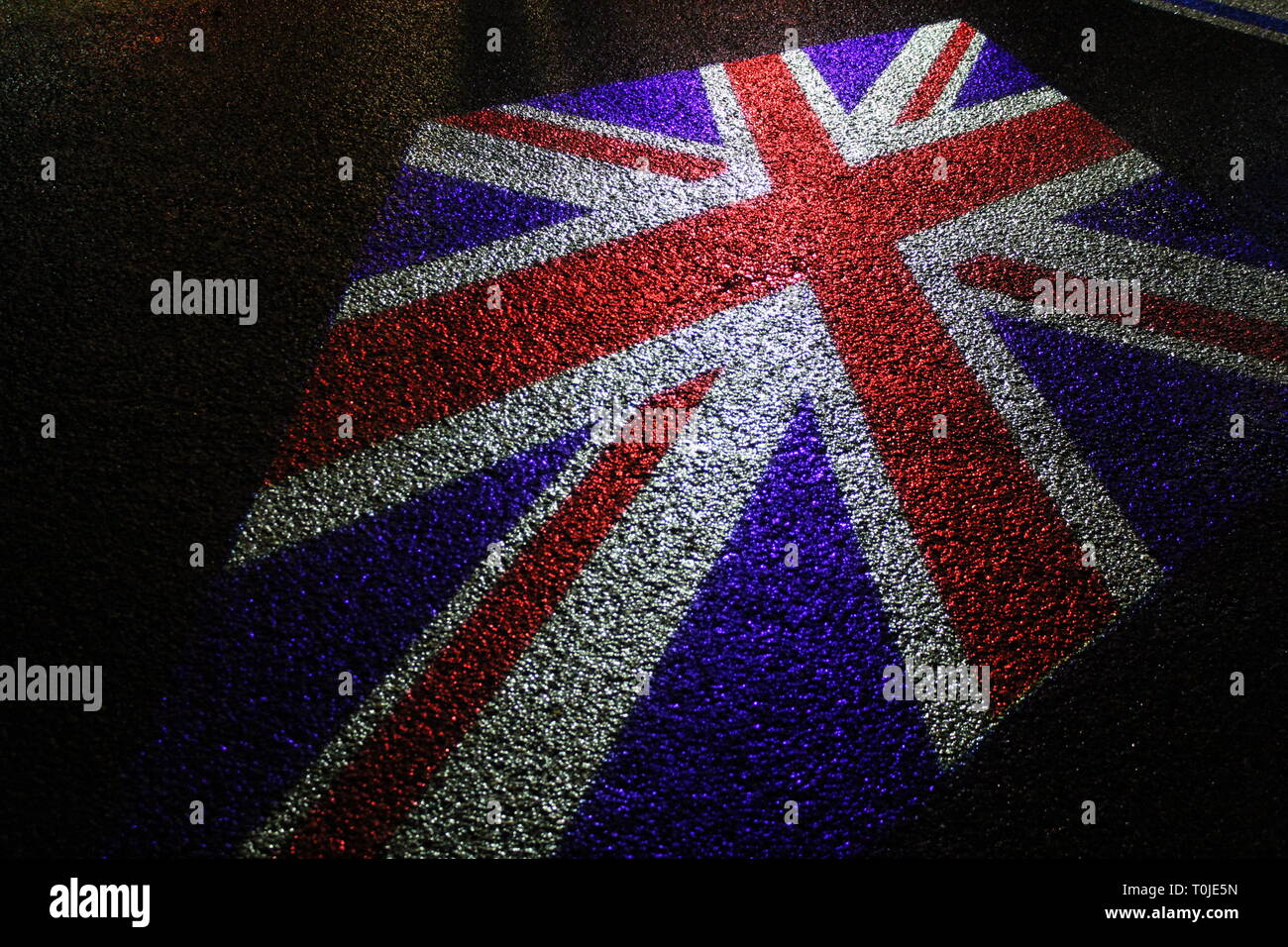 Bandera británica sobre el suelo Foto de stock