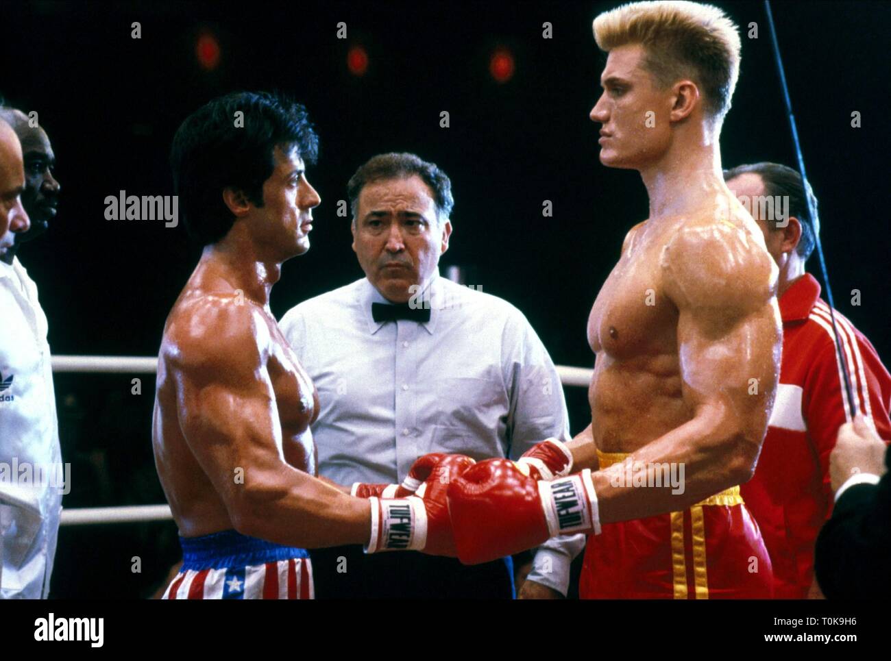 SYLVESTER STALLONE, Dolph Lundgren, ROCKY IV, 1985 Foto de stock