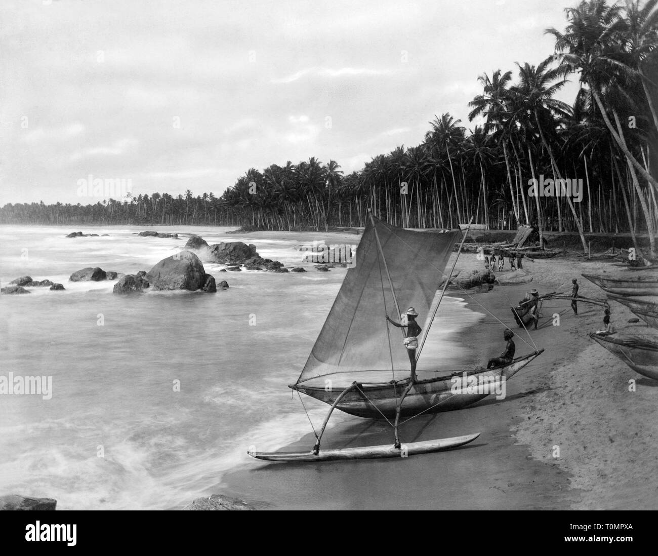 Asia, Sri Lanka, la playa en Colombo, 1910 Foto de stock