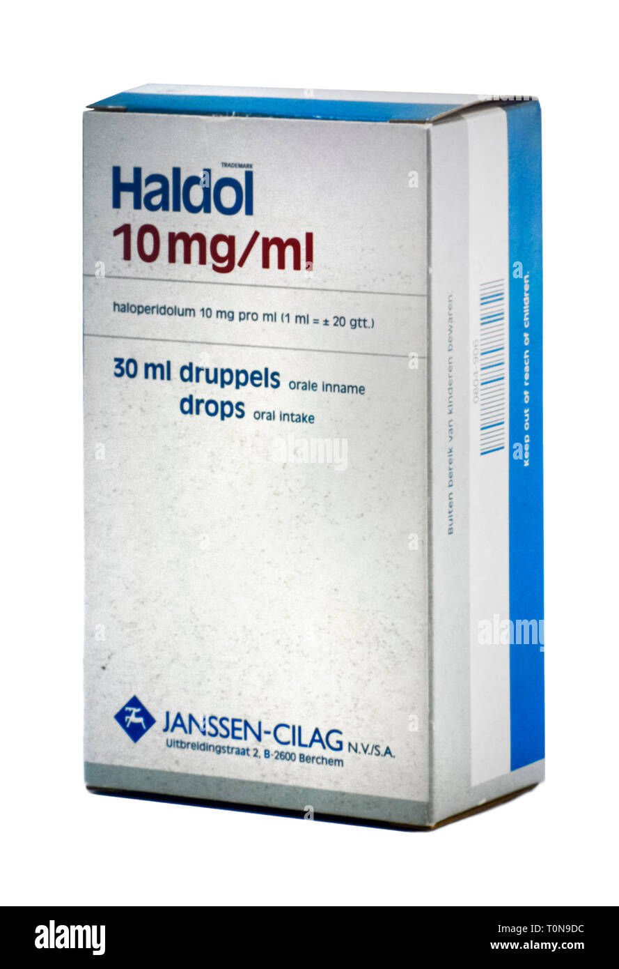 / El haloperidol Haldol, medicamento antipsicótico utilizado en el tratamiento de la esquizofrenia, la manía en el trastorno bipolar, psicosis aguda y alucinaciones Foto de stock