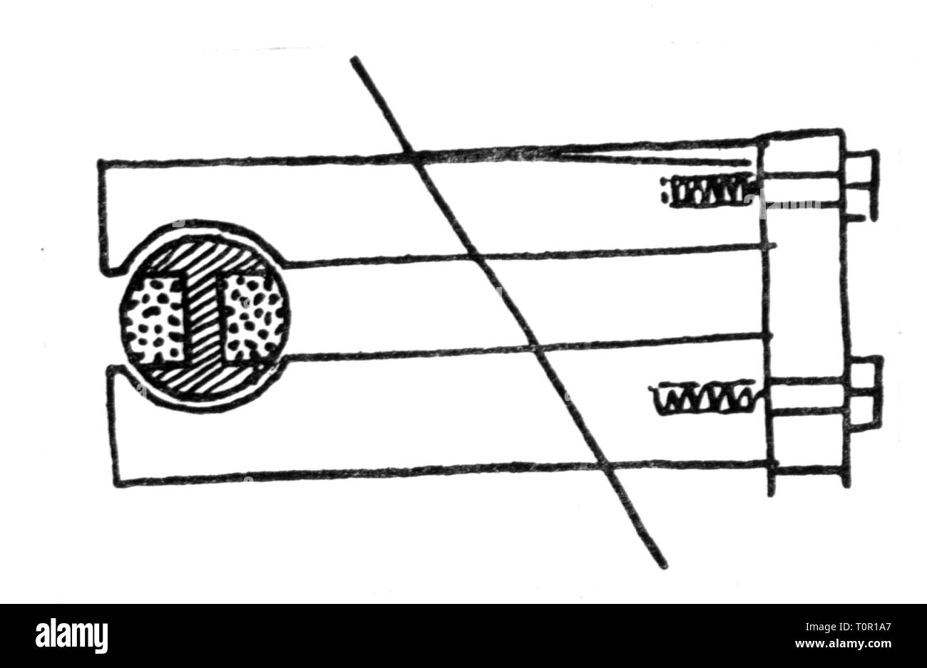 Technics, ingeniería eléctrica, doble-T-ancla de Werner Siemens, dibujo a partir de la especificación de la patente de 1856, Additional-Rights-Clearance-Info-Not-Available Foto de stock