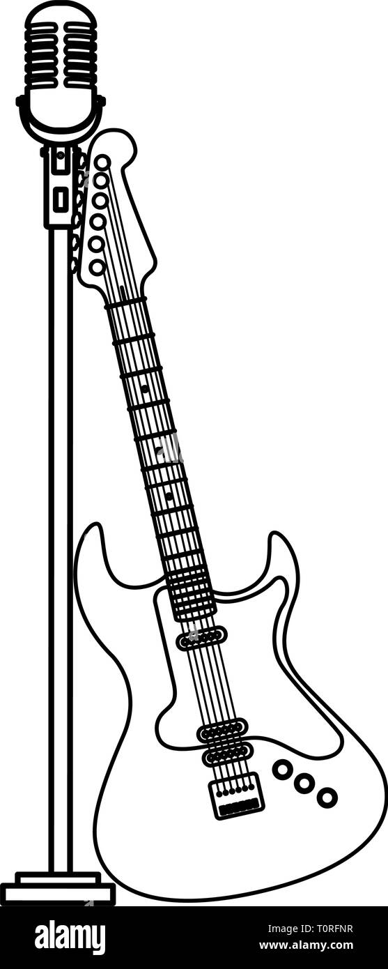 diseño de ilustración vectorial de instrumentos eléctricos y micrófonos de  guitarra Imagen Vector de stock - Alamy