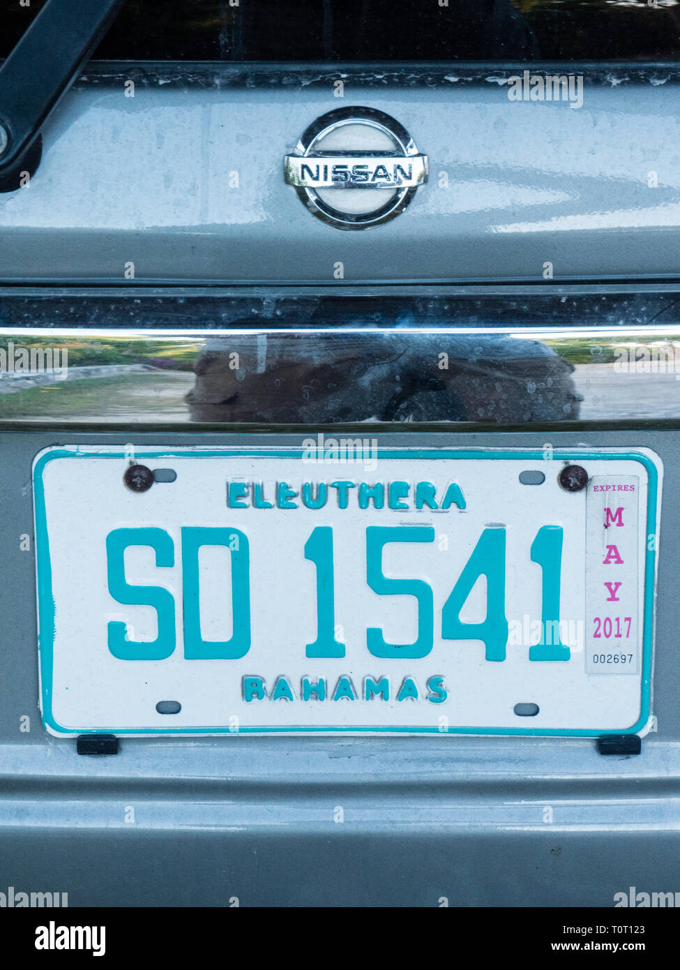 Eleuthera alquiler de la placa con el número de imágenes de viajes, Gobernadores Harbour Eleuthera Island, Las Bahamas, El Caribe. Foto de stock