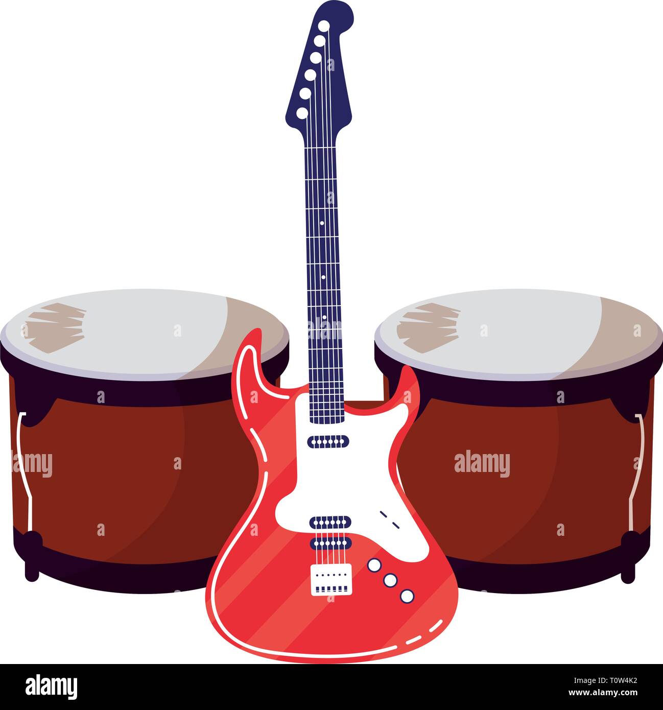 diseño de ilustración vectorial de instrumentos eléctricos y timbales de  guitarra Imagen Vector de stock - Alamy