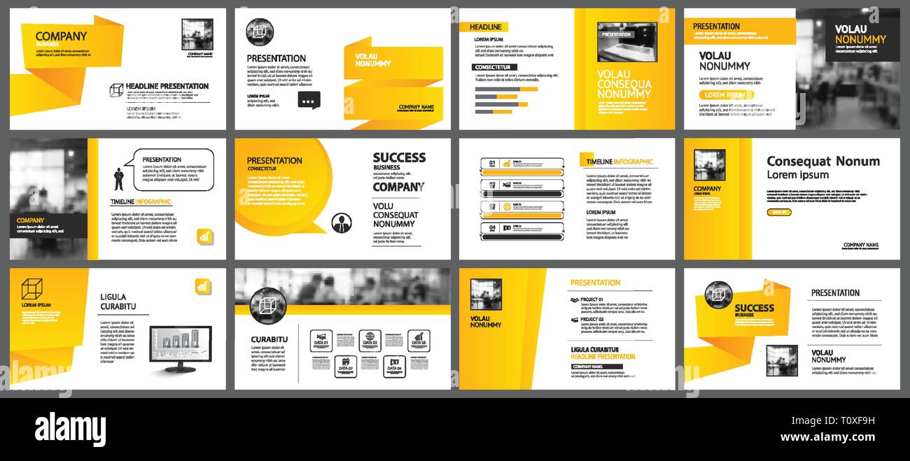 Presentacion Y Diseno De La Diapositiva De Fondo Diseno Geometrico De Degradado De Color Amarillo Y Naranja Plantilla Utilizar Para El Informe Anual De Negocios Prospectos Marketing Hoja Imagen Vector De Stock