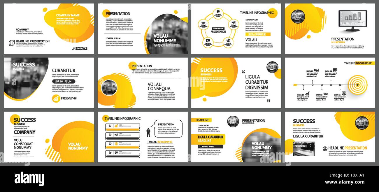 Presentacion Y Diseno De La Diapositiva De Fondo Diseno Geometrico De Degradado De Color Amarillo Y Naranja Plantilla Utilizar Para El Informe Anual De Negocios Prospectos Marketing Hoja Imagen Vector De Stock