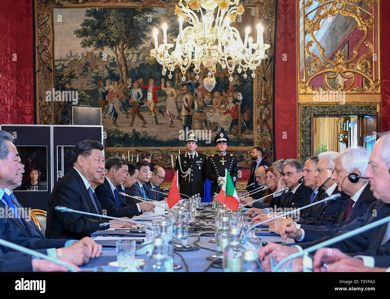 Roma, Italia. 22 Mar, 2019. El Presidente chino Xi Jinping y su homólogo italiano Sergio Mattarella sostener conversaciones en Roma, Italia, 22 de marzo de 2019. Crédito: Xie Huanchi/Xinhua/Alamy Live News Foto de stock