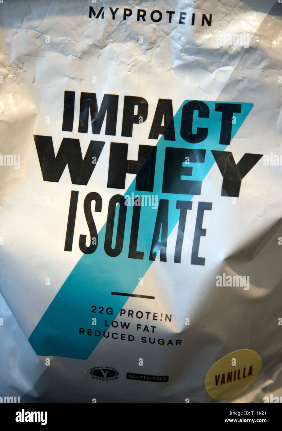 Mi proteína Whey Isolate impacto suplemento deportivo Foto de stock