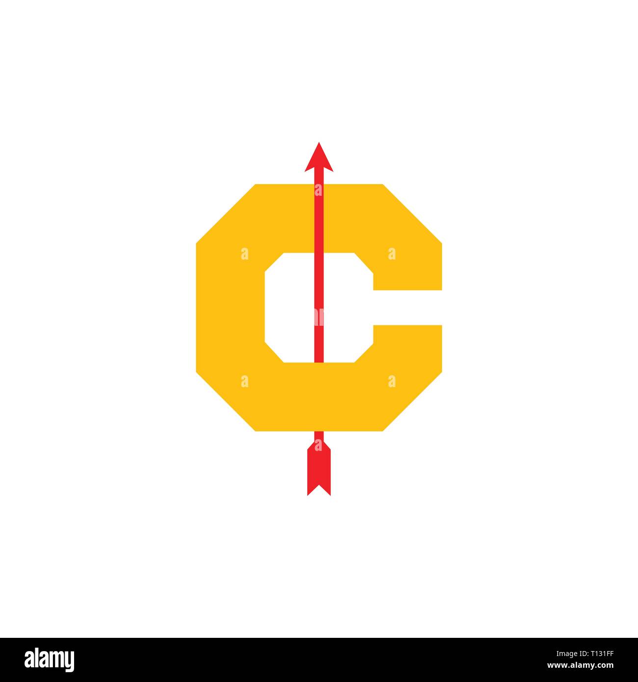 Letra c bow arrow design Brand logo Ilustración del Vector