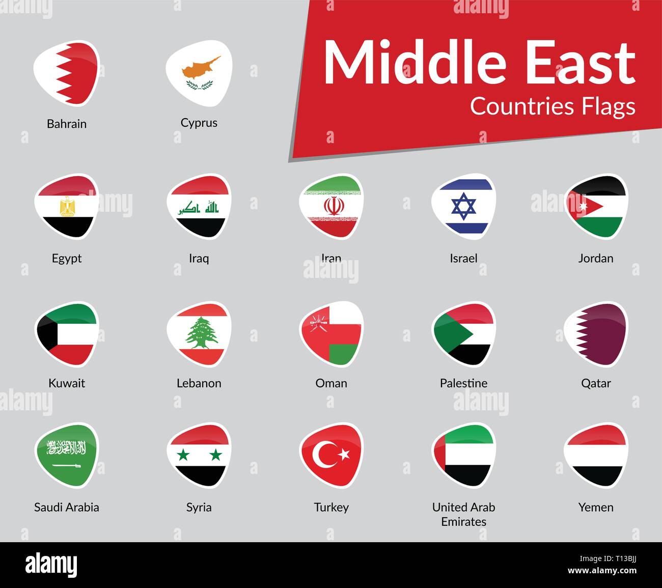 Los países del Oriente Medio banderas colección icono vectorial Imagen  Vector de stock - Alamy