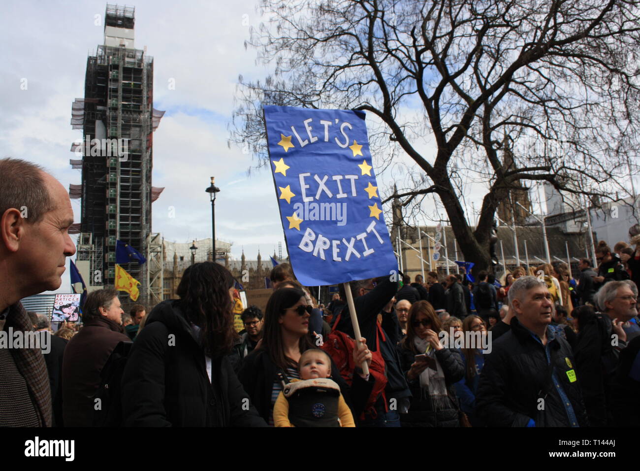 Londres, Reino Unido, 23 de marzo, 2019. Manifestantes se congregan en la Plaza del Parlamento para poner a la gente: Voto popular de marzo contra Brexit, Londres, Reino Unido. Crédito: Helen Garvey/Alamy Live News Foto de stock
