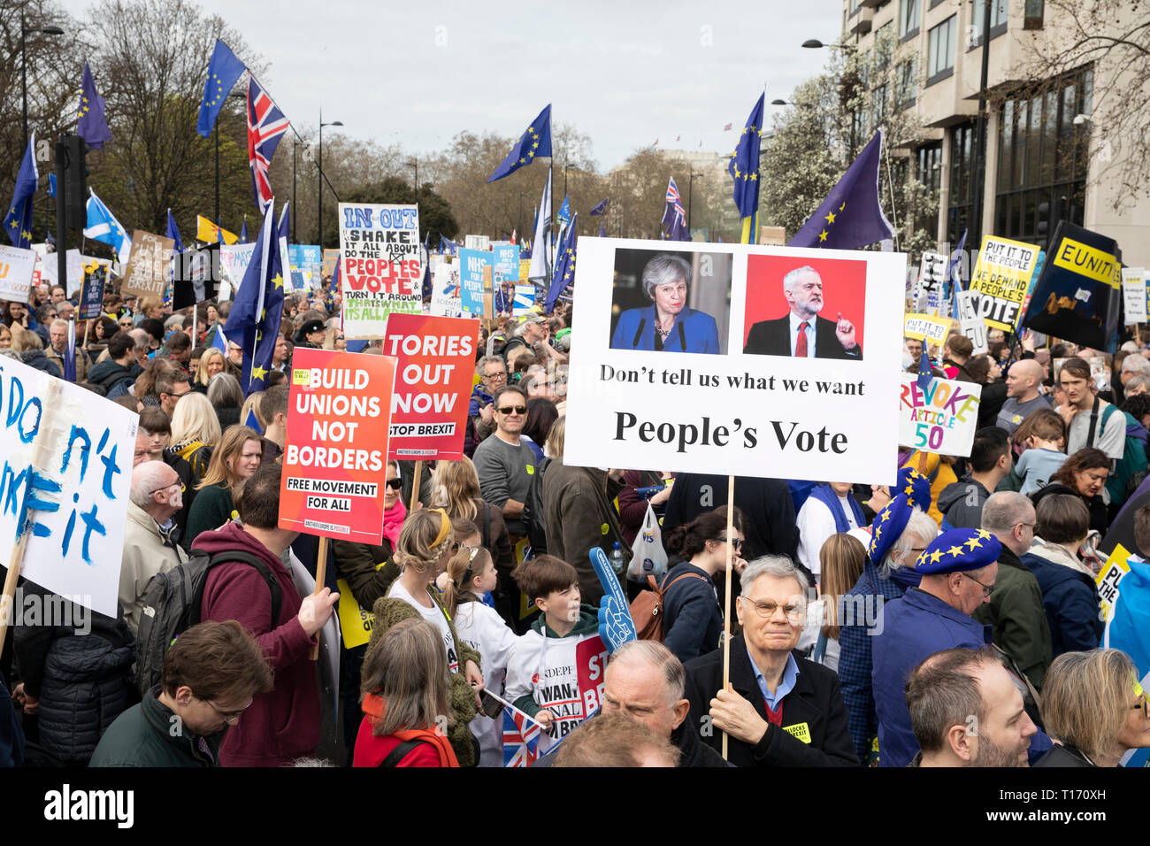 Manifestantes en el voto popular de marzo, Londres, Inglaterra Foto de stock