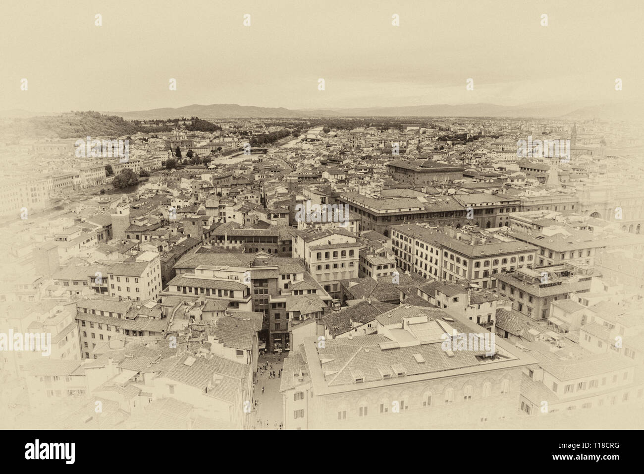 Florencia, Toscana, Italia visto desde el Palazzo Vecchio. Foto de stock