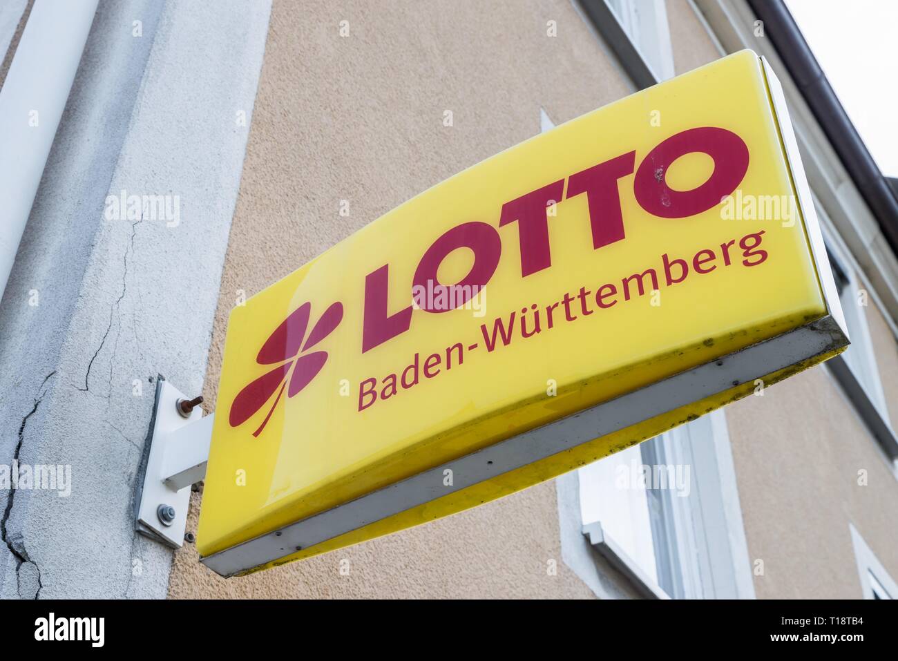 Hechingen, Baden-Wurtemberg, Alemania, 10 de febrero de 2019, signo de Lotto Baden-Württemberg, Alemania Foto de stock