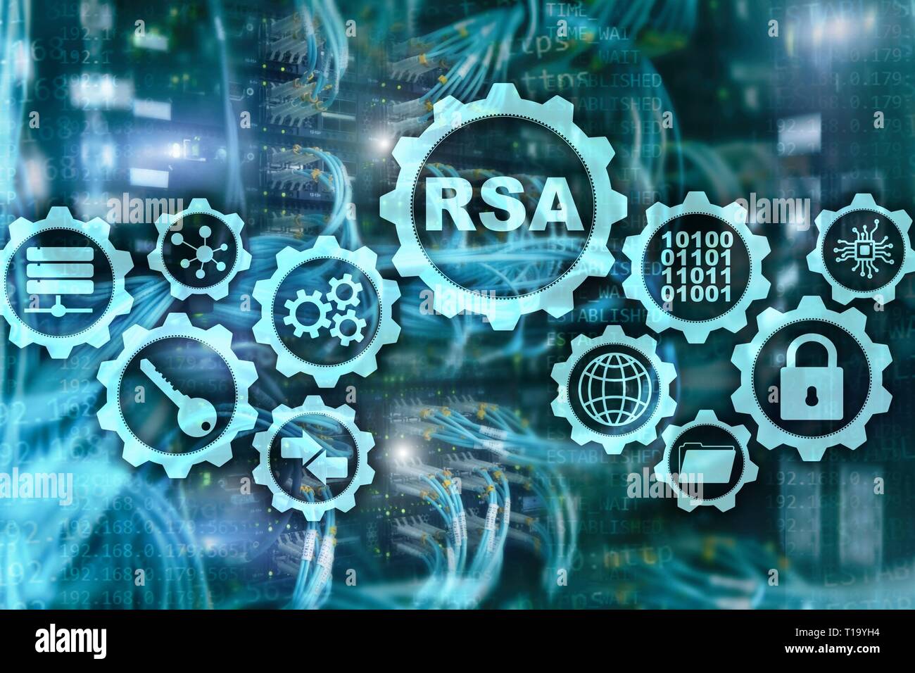 RSA. Rivest Shamir Adleman cryptosystem. Criptografía y seguridad en la red Foto de stock