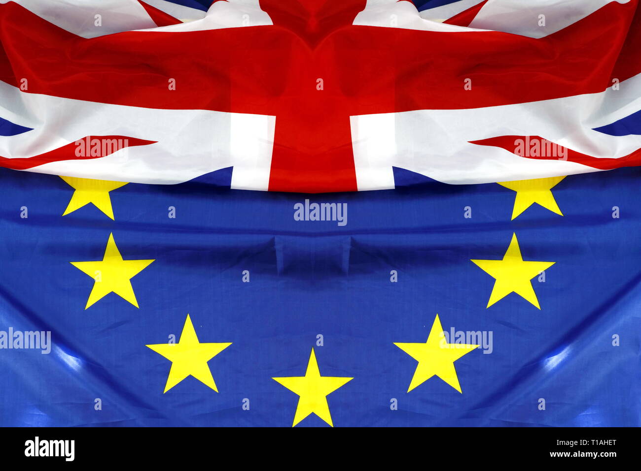 Reino Unido y combinado de las banderas de la Unión Europea Foto de stock