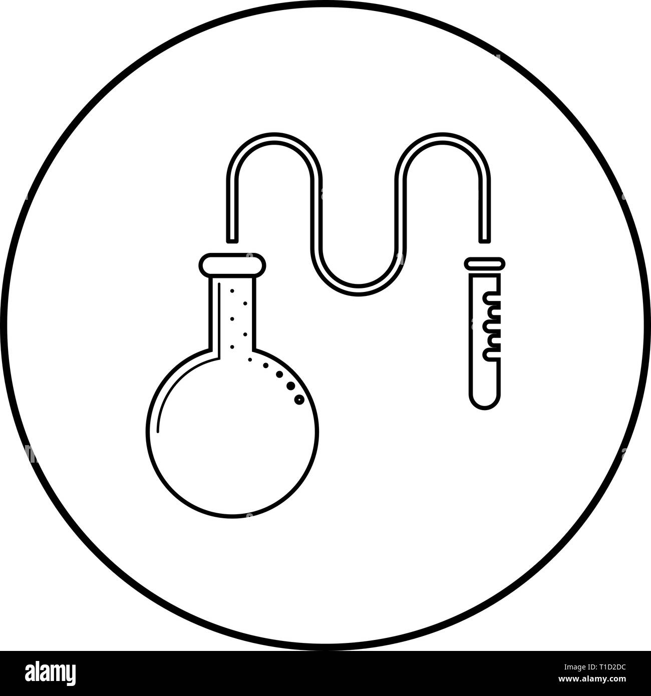 Matraz de destilación de petróleo para reactivos químicos con tubo de  ensayo utilizando un tubo delgado reacción química concepto icono color  negro esquema vector en círculo Imagen Vector de stock - Alamy