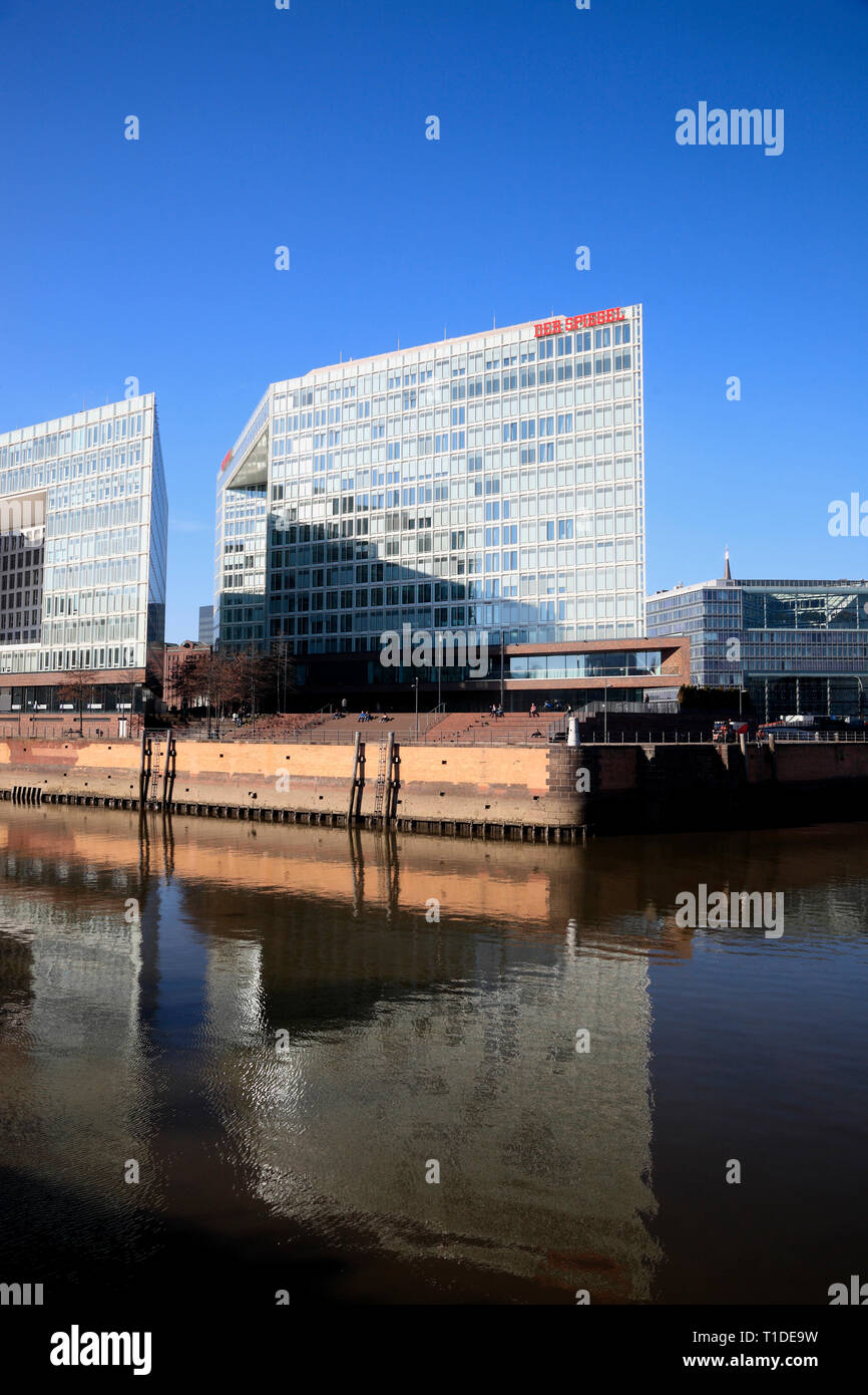 Editorial Spiegel, Ericusspitze, HafenCity, Hamburgo, Alemania, Europa Foto de stock