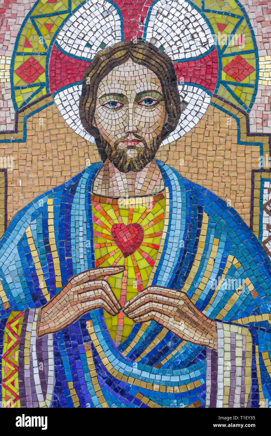 Miami Florida,Iglesia Católica Ucraniana,mosaico,Cristo,religión,fe,icono,cristianismo,FL090320109 Foto de stock