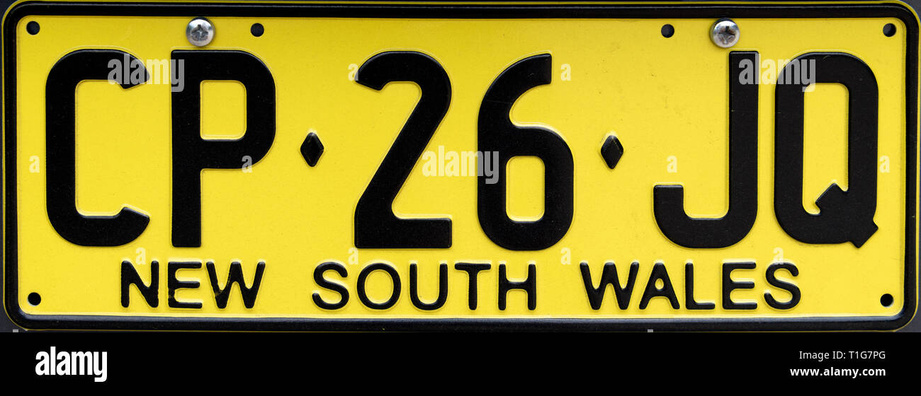La placa del número de Nueva Gales del Sur, Australia Foto de stock