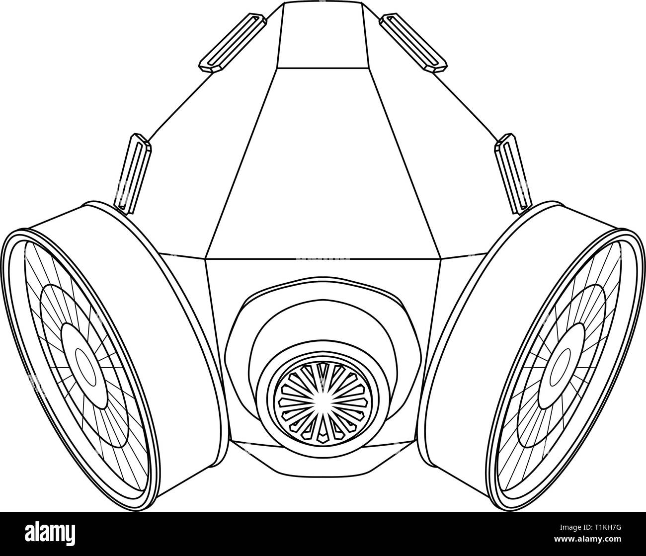 Máscara de gas. Esquema. Ilustración vectorial aislado Imagen Vector de
