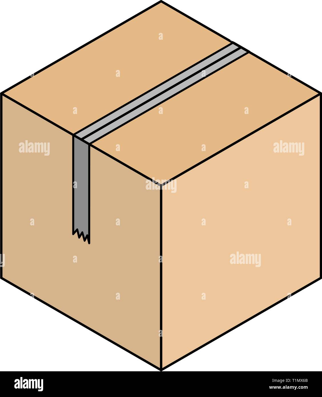 Dibujo de una línea de embalaje de cartón caja todos los grabados en  isométrico estilo vectorial Imagen Vector de stock - Alamy