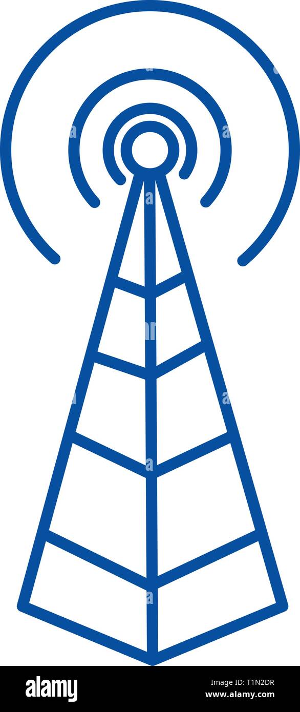 Antena de frecuencia,torre de radio línea concepto de icono. Antena de radio  frecuencia,torre vector plana símbolo, signo, esbozo de la ilustración  Imagen Vector de stock - Alamy